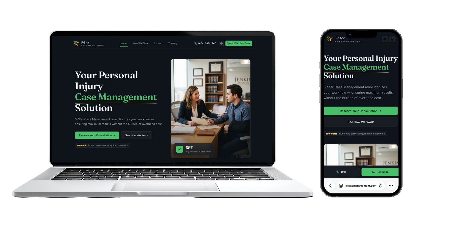 5-Star Case Management shown on device mockups
