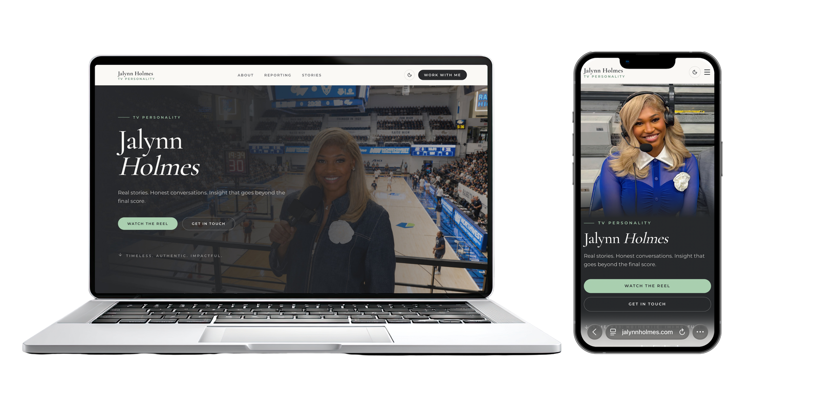 Jalynn Holmes shown on device mockups