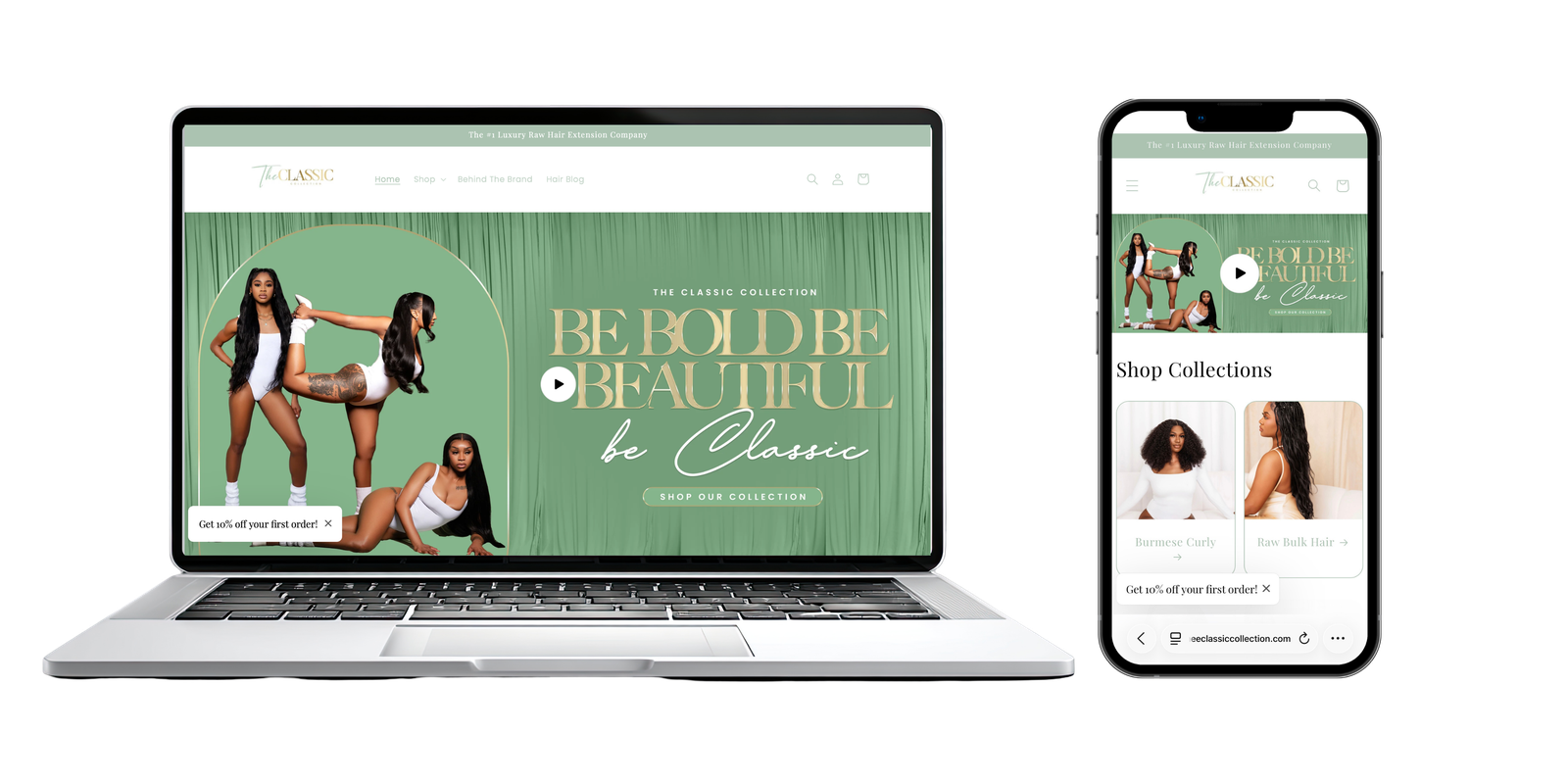 The Classic Collection shown on device mockups